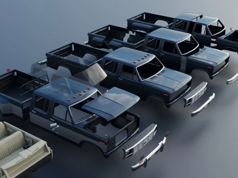Pickup Truck F-350 Crew Cab 1983 3D Print Model