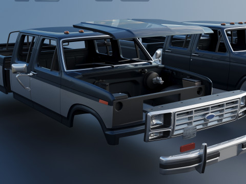 Pickup Truck F-350 Crew Cab 1983 3D Print Model