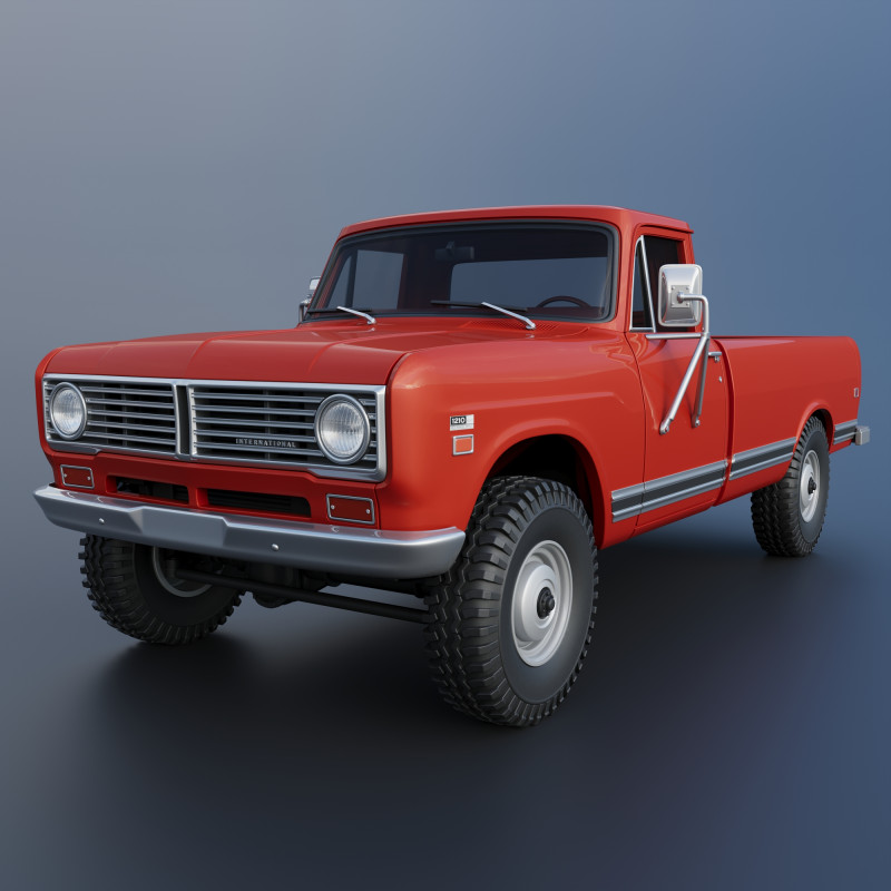 International Pickup Long Bed 1972 3D प्रिंट मॉडल .c4d .max .obj .3ds .fbx .stl .blend