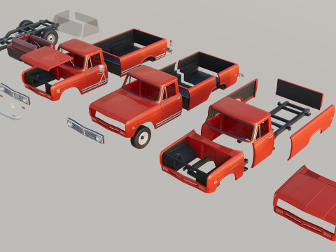 International Pickup Long Bed 1972 3D प्रिंट मॉडल