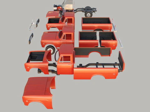 International Pickup Long Bed 1972 3D Print Model