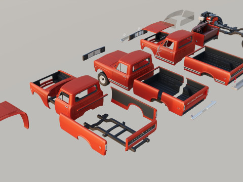 International Pickup Long Bed 1972 3D प्रिंट मॉडल