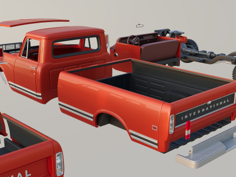 International Pickup Long Bed 1972 3D प्रिंट मॉडल