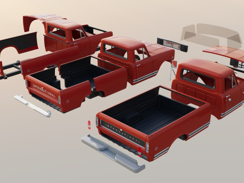 International Pickup Long Bed 1972 3D प्रिंट मॉडल