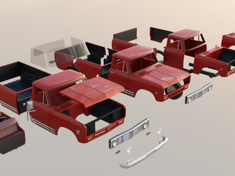 International Pickup Long Bed 1972 3D प्रिंट मॉडल