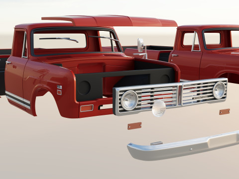 International Pickup Long Bed 1972 3D प्रिंट मॉडल