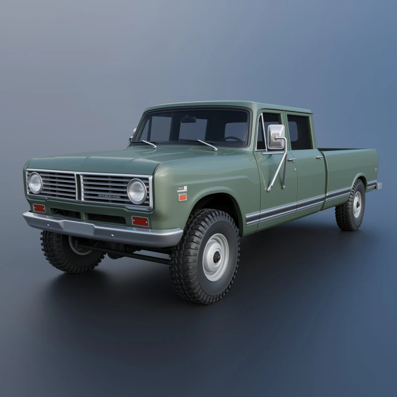 International Pickup Crew Cab 1972 3D Print Model .c4d .max .obj .3ds .fbx .stl .blend