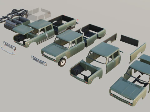 International Pickup Crew Cab 1972 3D Print Model