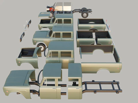 International Pickup Crew Cab 1972 3D Print Model