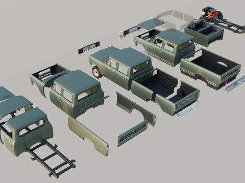 International Pickup Crew Cab 1972 3D Print Model