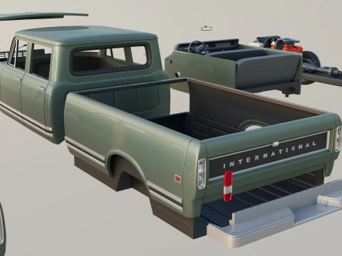 International Pickup Crew Cab 1972 3D Print Model