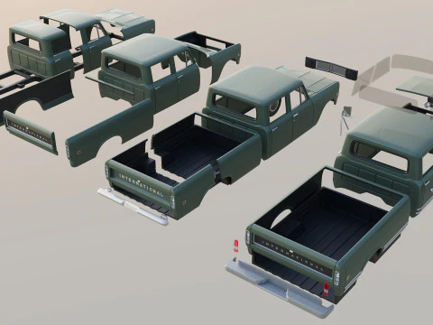 International Pickup Crew Cab 1972 3D Print Model