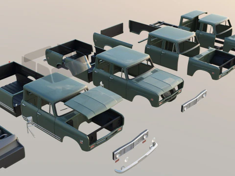 International Pickup Crew Cab 1972 3D Print Model