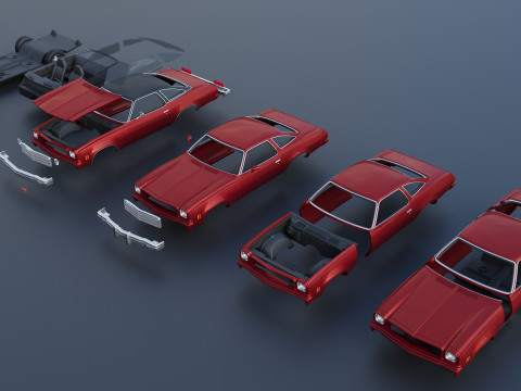 Chevrolet Chevelle Malibu Coupe 1974 Modèles 3D en vedette