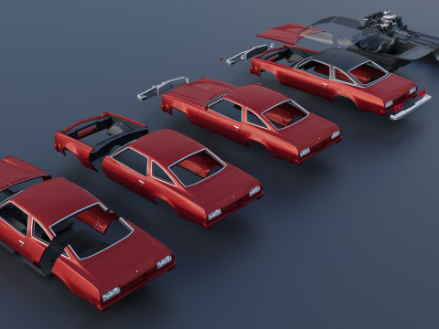 Chevrolet Chevelle Malibu Coupe 1974 Modèles 3D en vedette