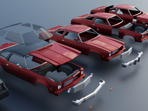 Chevrolet Chevelle Malibu Coupe 1974 Modèles 3D en vedette
