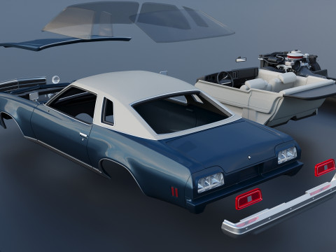 Chevrolet Chevelle Malibu Classic 1974 3D Baskı Modeli
