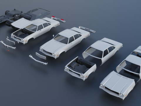 Chevrolet Malibu 4 Door 1974 3D 프린트 모델
