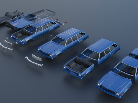 Chevrolet Chevelle Malibu Wagon 1974 3D Print Model
