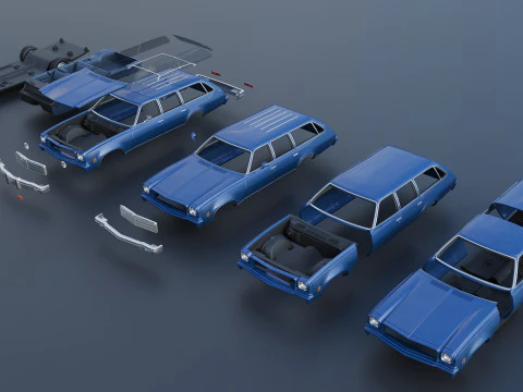 Chevrolet Chevelle Malibu Wagon 1974 3D Print Model