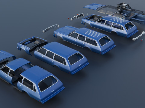 Chevrolet Chevelle Malibu Wagon 1974 3D Print Model