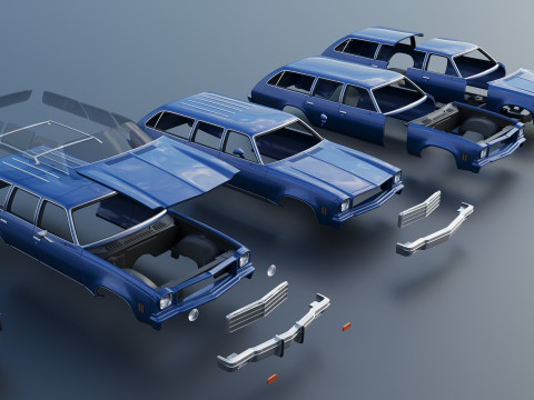 Chevrolet Chevelle Malibu Wagon 1974 3D Print Model