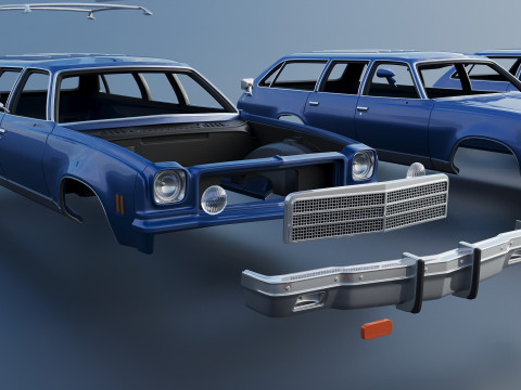 Chevrolet Chevelle Malibu Wagon 1974 3D Print Model