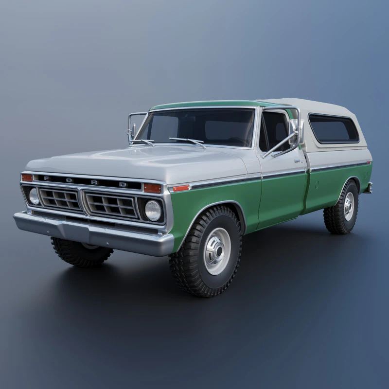 F-350 Super Camper Special 1976 3D Print Model .c4d .max .obj .3ds .fbx .stl .blend 