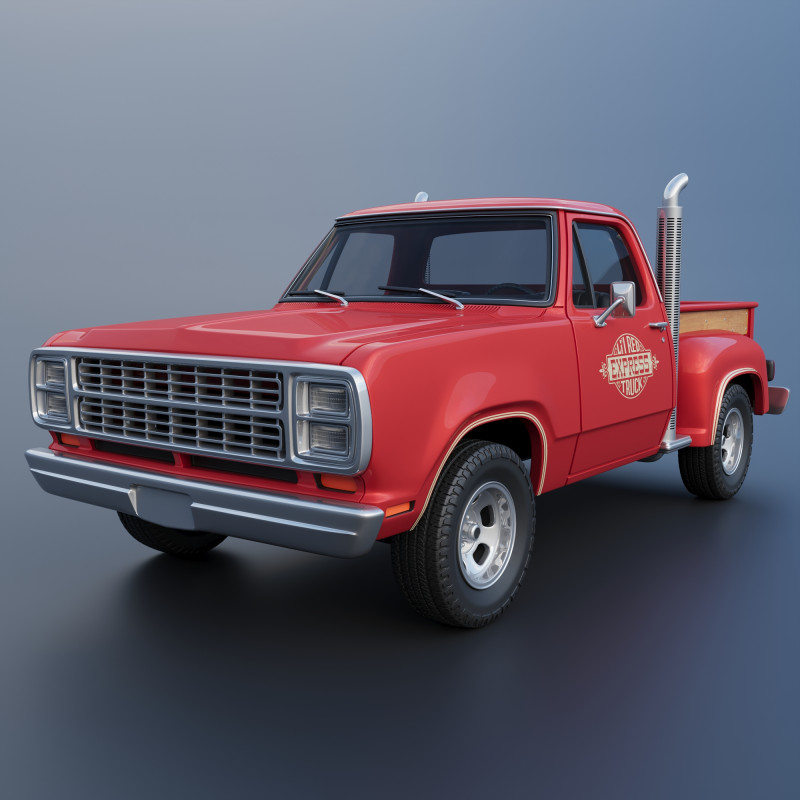 Dodge Lil Red Express Truck 3D प्रिंट मॉडल .c4d .max .obj .3ds .fbx .stl .blend