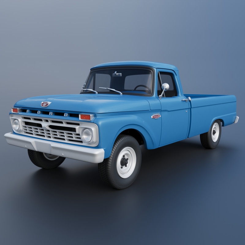 Pickup Truck F100 Long Bed 1966 Modèles 3D en vedette .c4d .max .obj .3ds .fbx .stl .blend