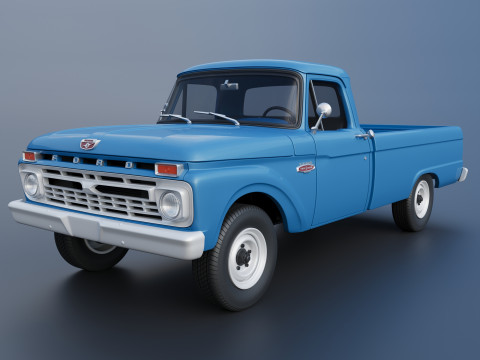 Pickup Truck F100 Long Bed 1966 Modèles 3D en vedette