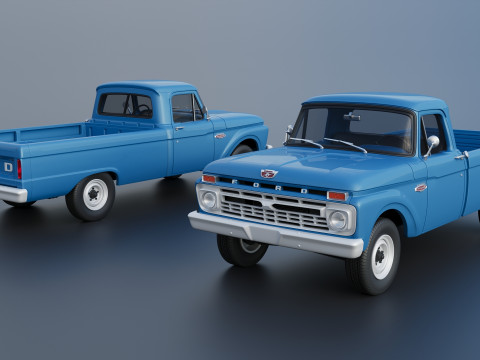 Pickup Truck F100 Long Bed 1966 Modèles 3D en vedette