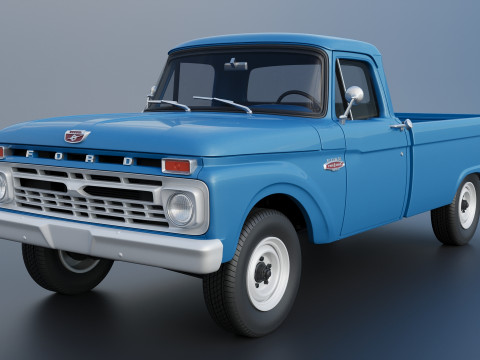Pickup Truck F100 Long Bed 1966 Modèles 3D en vedette