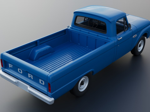 Pickup Truck F100 Long Bed 1966 Modèles 3D en vedette