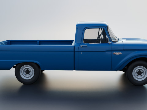 Pickup Truck F100 Long Bed 1966 Modèles 3D en vedette