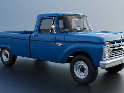 Pickup Truck F100 Long Bed 1966 Modèles 3D en vedette