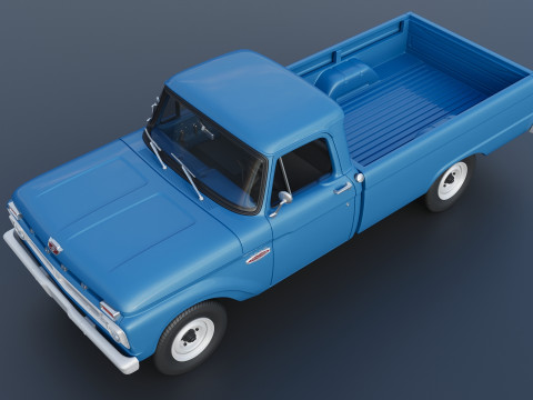 Pickup Truck F100 Long Bed 1966 Modèles 3D en vedette