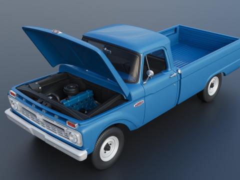 Pickup Truck F100 Long Bed 1966 Modèles 3D en vedette
