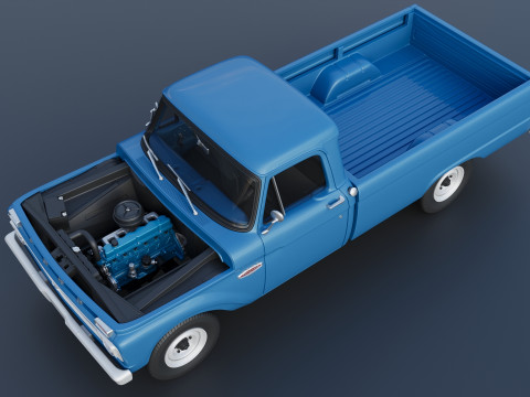 Pickup Truck F100 Long Bed 1966 Modèles 3D en vedette