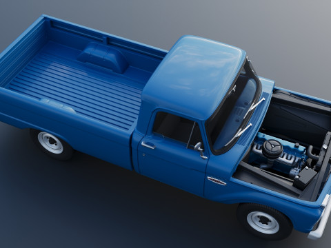 Pickup Truck F100 Long Bed 1966 Modèles 3D en vedette