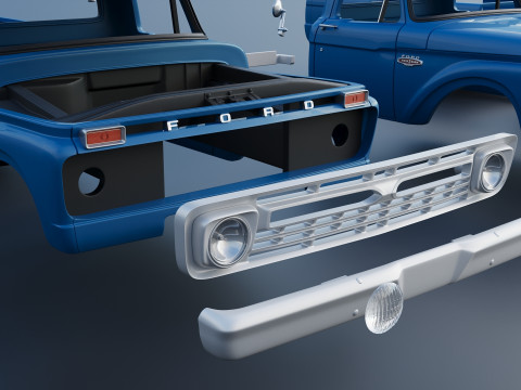 Pickup Truck F100 Long Bed 1966 Modèles 3D en vedette