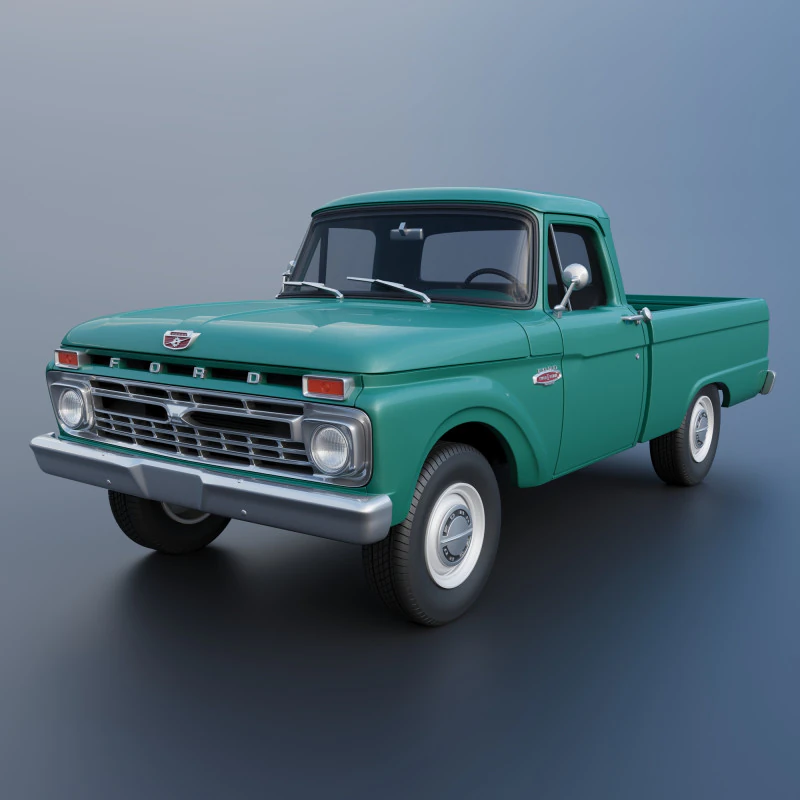 Pickup Truck F100 Short Bed 1966 3D Print Model .c4d .max .obj .3ds .fbx .stl .blend 