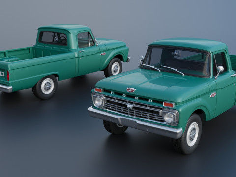 Pickup Truck F100 Short Bed 1966 Model do druku 3D