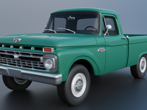 Pickup Truck F100 Short Bed 1966 Model do druku 3D