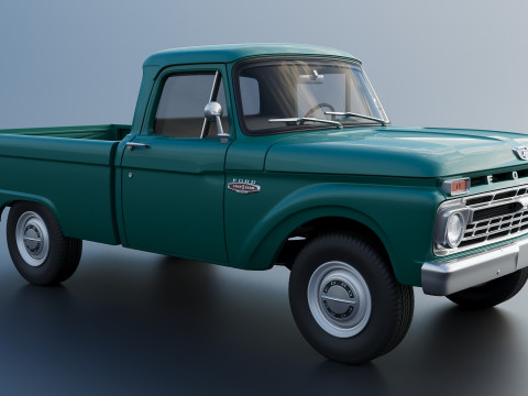 Pickup Truck F100 Short Bed 1966 Model do druku 3D