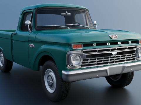 Pickup Truck F100 Short Bed 1966 Model do druku 3D