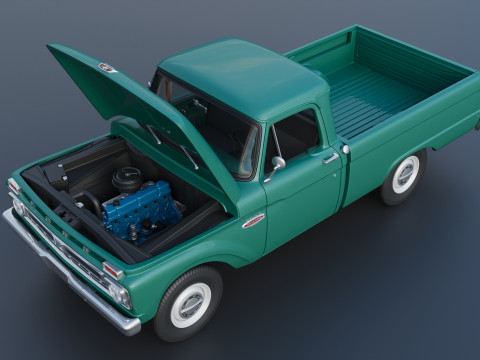Pickup Truck F100 Short Bed 1966 Model do druku 3D