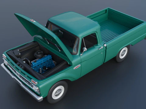 Pickup Truck F100 Short Bed 1966 3D Print Model