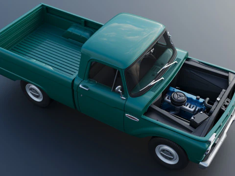 Pickup Truck F100 Short Bed 1966 3D Print Model