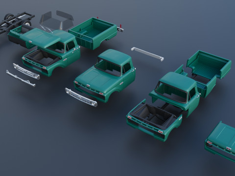 Pickup Truck F100 Short Bed 1966 Model do druku 3D